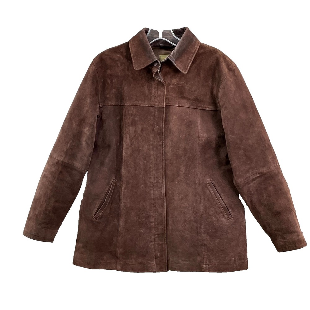 Vintage A.M.I. Jacket Mens Medium Dark Brown Suede Leather Lined Full Zip Winter